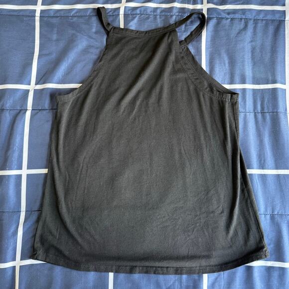 Black Racerback Tank Top Lightweight Stretchy Knit Size L - Picture 2 of 7